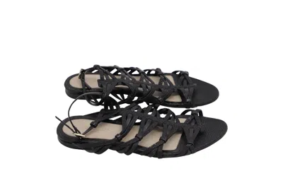 Jason Wu Snake Embossed Strappy Sandals In Black Lambskin Leather