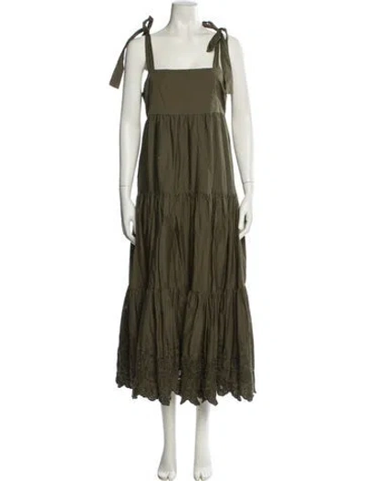 Pre-owned Jason Wu Square Neckline Long Dress In Green