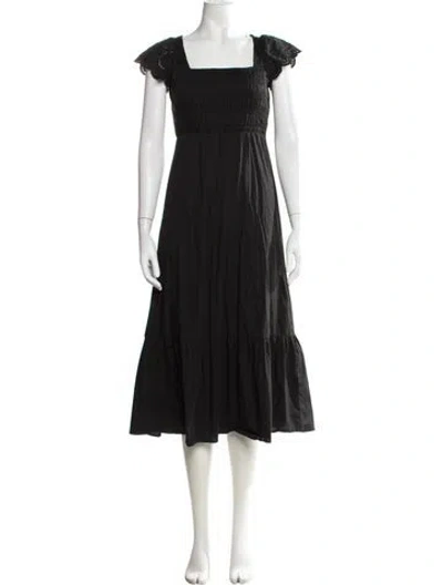 Pre-owned Jason Wu Square Neckline Midi Length Dress In Black