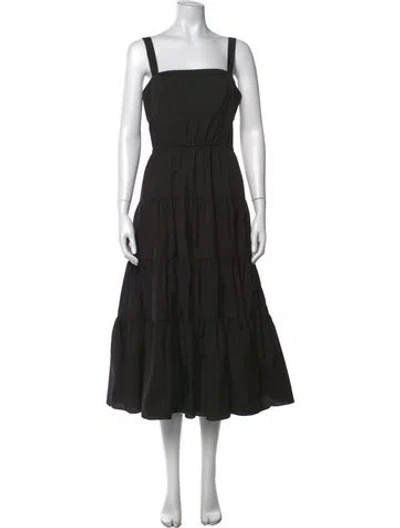 Pre-owned Jason Wu Square Neckline Midi Length Dress In Black