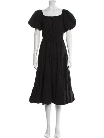 Pre-owned Jason Wu Square Neckline Midi Length Dress In Black