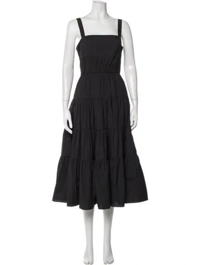 Pre-owned Jason Wu Square Neckline Midi Length Dress In Black