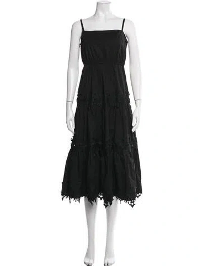 Pre-owned Jason Wu Square Neckline Midi Length Dress In Black