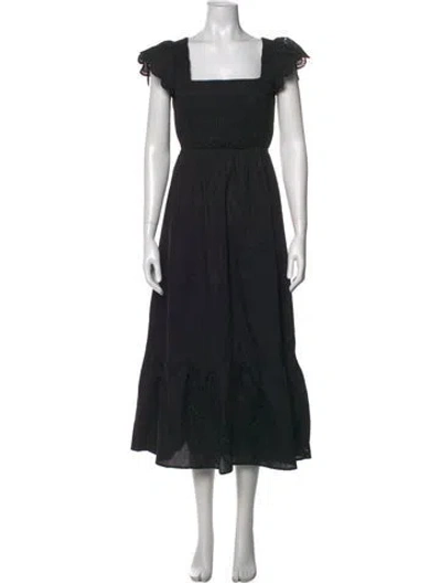 Pre-owned Jason Wu Square Neckline Midi Length Dress In Black
