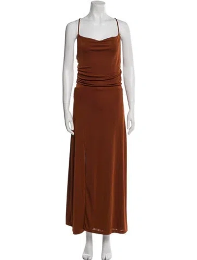 Pre-owned Jason Wu Square Neckline Midi Length Dress In Brown