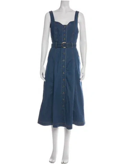 Pre-owned Jason Wu Square Neckline Midi Length Dress W/ Tags In Blue