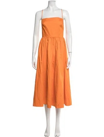 Pre-owned Jason Wu Square Neckline Midi Length Dress W/ Tags In Orange
