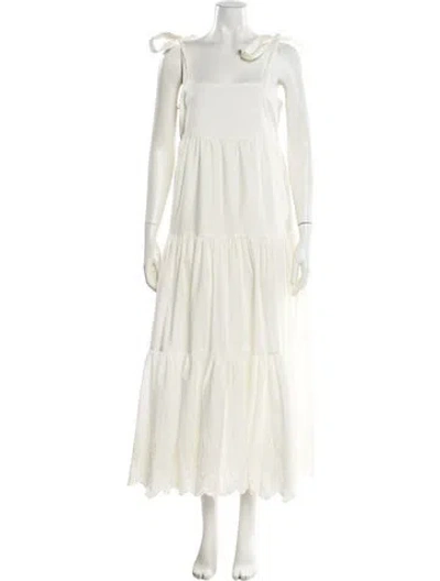 Pre-owned Jason Wu Square Neckline Midi Length Dress In White