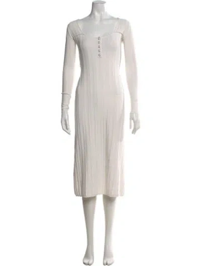 Pre-owned Jason Wu Square Neckline Midi Length Dress In White