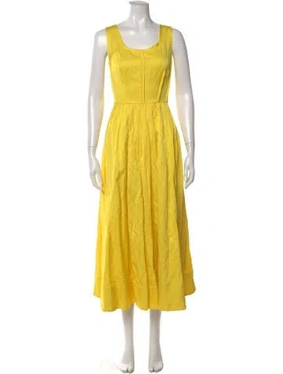 Pre-owned Jason Wu Square Neckline Midi Length Dress In Yellow
