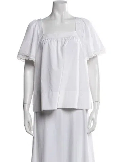 Pre-owned Jason Wu Square Neckline Short Sleeve Blouse In White