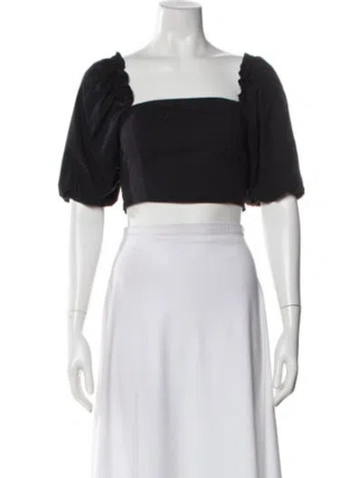 Pre-owned Jason Wu Square Neckline Short Sleeve Crop Top In Black
