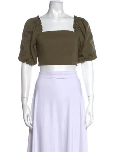 Pre-owned Jason Wu Square Neckline Short Sleeve Crop Top W/ Tags In Green