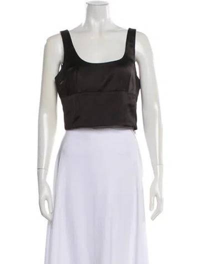 Pre-owned Jason Wu Square Neckline Sleeveless Crop Top In Black