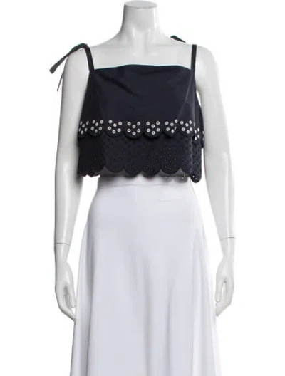 Pre-owned Jason Wu Square Neckline Sleeveless Crop Top In Blue