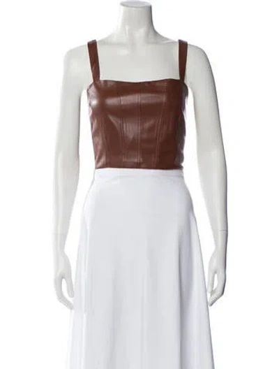 Pre-owned Jason Wu Square Neckline Sleeveless Crop Top In Brown