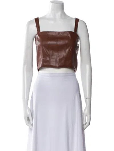 Pre-owned Jason Wu Square Neckline Sleeveless Crop Top In Brown
