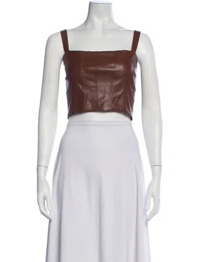 Pre-owned Jason Wu Square Neckline Sleeveless Crop Top In Brown