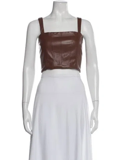Pre-owned Jason Wu Square Neckline Sleeveless Crop Top W/ Tags In Brown