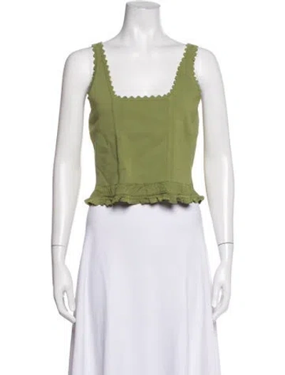 Pre-owned Jason Wu Square Neckline Sleeveless Crop Top W/ Tags In Green