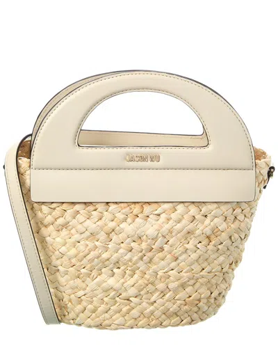 Jason Wu Straw & Leather Bucket Bag In White