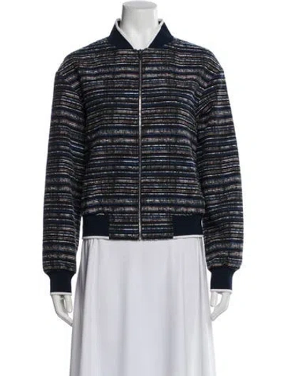Pre-owned Jason Wu Striped Bomber Jacket In Blue