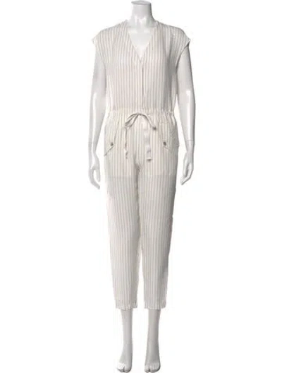 Pre-owned Jason Wu Striped Crew Neck Jumpsuit In White