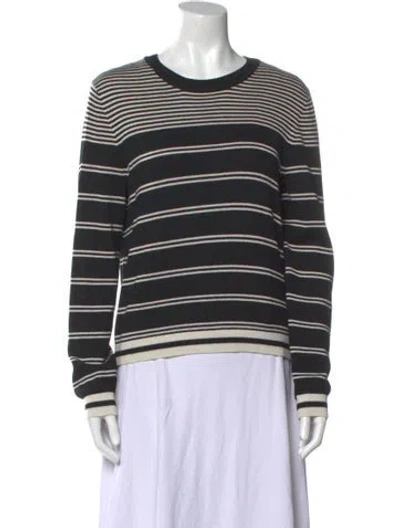 Pre-owned Jason Wu Striped Crew Neck Sweater In Black