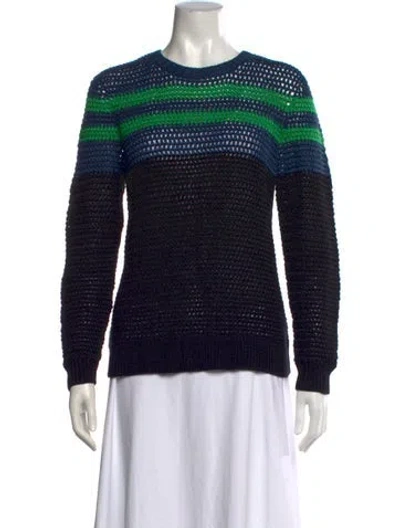 Pre-owned Jason Wu Striped Crew Neck Sweater In Black/blue/green