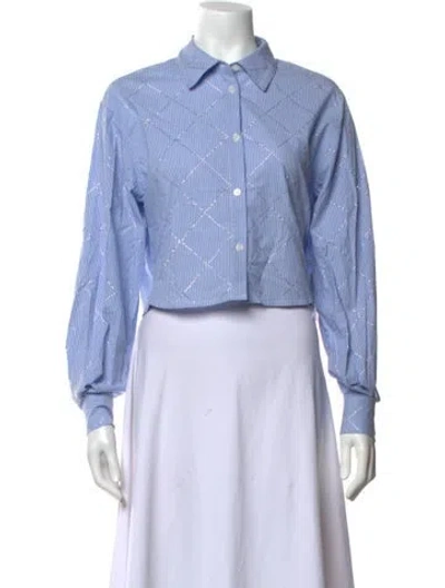 Pre-owned Jason Wu Striped Long Sleeve Button-up Top In Blue