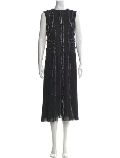 Pre-owned Jason Wu Striped Midi Length Dress In Black