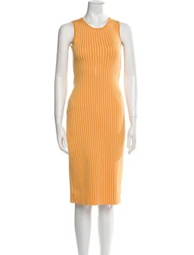 Pre-owned Jason Wu Striped Midi Length Dress In Orange