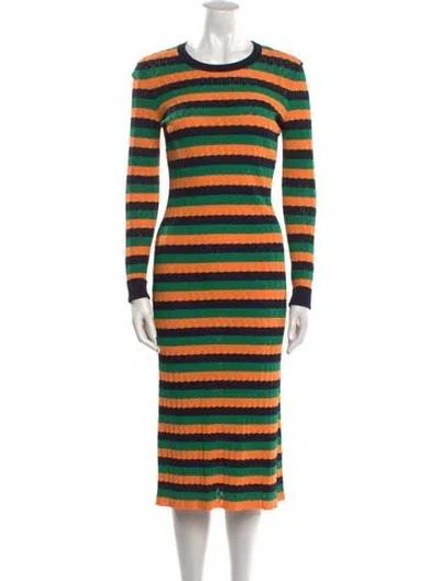 Pre-owned Jason Wu Striped Midi Length Dress In Orange
