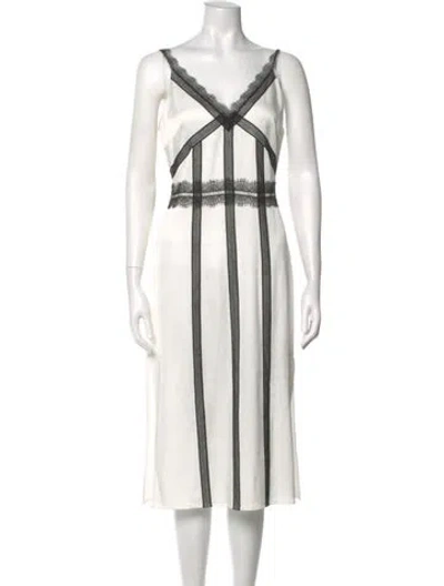 Pre-owned Jason Wu Striped Midi Length Dress In White