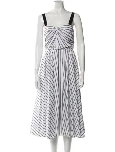 Pre-owned Jason Wu Striped Midi Length Dress In White