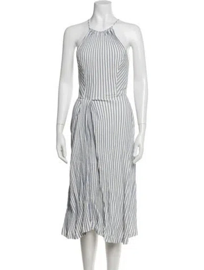 Pre-owned Jason Wu Striped Midi Length Dress In White