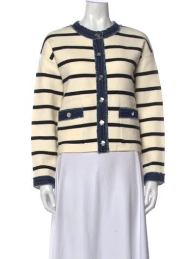Pre-owned Jason Wu Striped Open Front Sweater W/ Tags In Neutrals