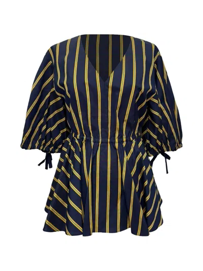 Pre-owned Jason Wu Striped Peplum Top In Blue
