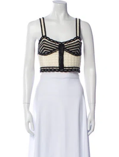 Pre-owned Jason Wu Striped Square Neckline Crop Top W/ Tags In White