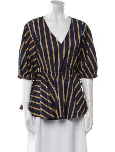 Pre-owned Jason Wu Striped V-neck Blouse In Multi