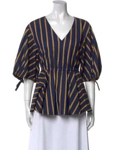 Pre-owned Jason Wu Striped V-neck Blouse In Multi