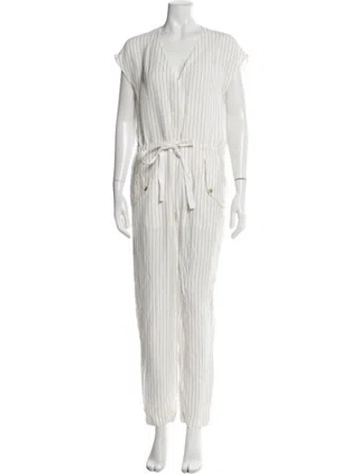 Pre-owned Jason Wu Striped V-neck Jumpsuit In Neutral