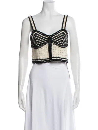 Pre-owned Jason Wu Striped V-neck Sweater In White