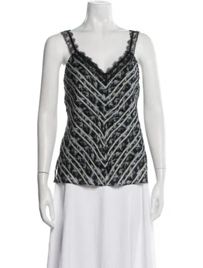 Pre-owned Jason Wu Striped V-neck Top In Black