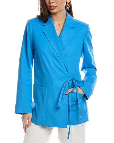 Jason Wu Tie Detail Linen-blend Blazer In Blue