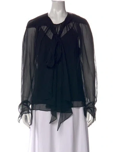 Pre-owned Jason Wu Tie Neck Long Sleeve Blouse In Black