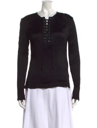 Pre-owned Jason Wu Tie Neck Long Sleeve Top In Black