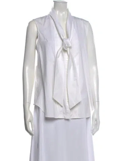 Pre-owned Jason Wu Tie Neck Sleeveless Blouse In White