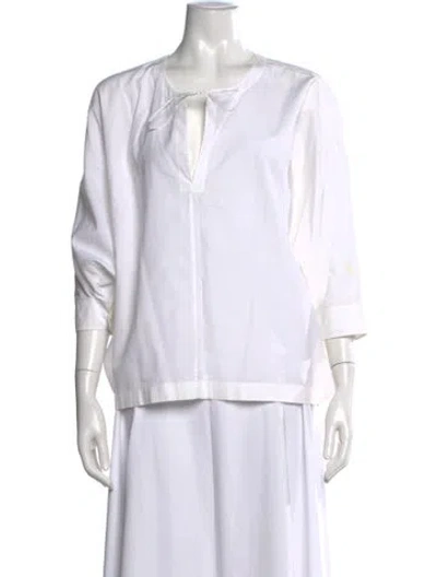 Pre-owned Jason Wu Tie Neck Three-quarter Sleeve Blouse In White