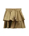 Jason Wu Tiered Flared Mini Skirt In Khaki Cotton In Green